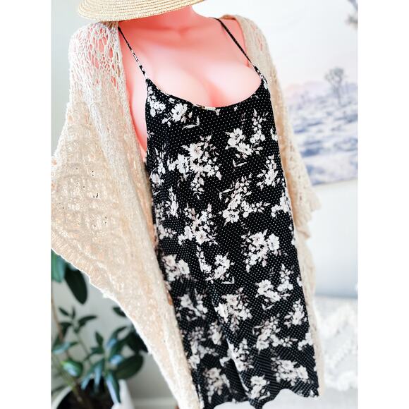 Starlit Meadow Whispers Flowy Floral Boho Mini slip Dress L - Picture 1 of 4